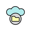 Cloud, folder icon. Simple color with outline vector elements of internet storage icons for ui and ux, website or mobile Royalty Free Stock Photo