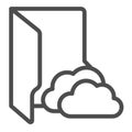 Cloud folder line icon, windows pack concept. Vector graphics. Folder with cloud storage, remote data sign on white
