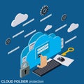 Cloud folder protection, information security vector concept