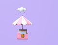 Cloud folder with shield insecure, raindrop,umbrella on purple