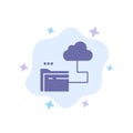 Cloud, Folder, Storage, File Blue Icon on Abstract Cloud Background