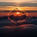 A cloud formation resembling a heart shape, outlined in vibrant orange Royalty Free Stock Photo