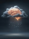 Cloud Formed by a Brain Releases Glowing Thoughts During a Surreal and Imaginative Moment Royalty Free Stock Photo