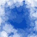 Cloud frame on blue sky background frame with copyspace