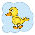 cloud frame with yellow duck side view animal icon