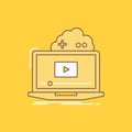 Cloud, game, online, streaming, video Flat Line Filled Icon. Beautiful Logo button over yellow background for UI and UX, website