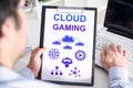 Cloud gaming concept on a clipboard Royalty Free Stock Photo