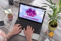 Cloud gaming concept on a laptop Royalty Free Stock Photo