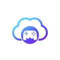 Cloud gaming icon with cloud and game controller
