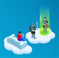 Cloud Gaming Isometric Concept Royalty Free Stock Photo