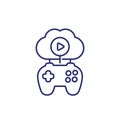 Cloud gaming line icon on white Royalty Free Stock Photo
