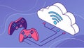 Cloud Gaming with Wi-Fi, Online Entertainment Connectivity, vector design Generative AI Royalty Free Stock Photo