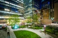 Cloud Gardens Park and modern buildings in the Financial District at night, in Toronto, Ontario. Royalty Free Stock Photo