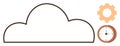 Cloud with Gear and Clock Representing Technology, Productivity, and Time Management Concepts Royalty Free Stock Photo