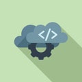 Cloud gear support icon flat vector. Mobile server app