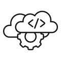 Cloud gear support icon outline vector. Mobile server app