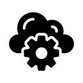 Cloud gear vector glyph flat icon