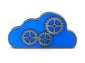 Cloud and gear on white background. Isolated 3D illustration