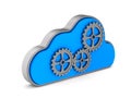 Cloud and gear on white background. Isolated 3D illustration