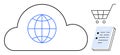 Cloud Computing with Global Connectivity and Online Shopping Integration Royalty Free Stock Photo