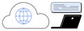 Cloud Computing with Global Connectivity, Data Access, and Laptop Interface Royalty Free Stock Photo