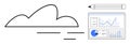 Cloud computing concept with data charts, pencil, and analytics dashboard for business insights Royalty Free Stock Photo