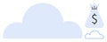 Cloud computing concept with a money bag icon representing financial savings and earnings in digital storage solutions Royalty Free Stock Photo
