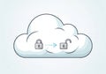 A gray cloud illustration shows two locks: one closed and one open. Royalty Free Stock Photo