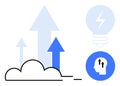 Cloud Growth and Innovation Concept with Arrows, Ideas, and Digital Connection Elements Royalty Free Stock Photo