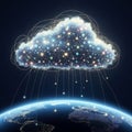 The cloud has various colored lights and lines, illustrating connection Royalty Free Stock Photo