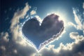 Cloud heart in the sky in the clouds and sunshine. Generative AI Royalty Free Stock Photo