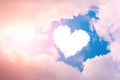 Cloud heart in the sky in the clouds and sunshine Royalty Free Stock Photo
