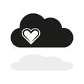 Cloud heart symbol. Affection sign. Romantic weather icon. Vector illustration. EPS 10. Royalty Free Stock Photo
