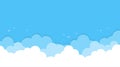 Cloud on high top blue sky outdoor with white birds flying cartoon background vector flat design illustration