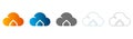Cloud Home Icon Set Flat Design Simple Vector Illustration Royalty Free Stock Photo
