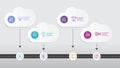 cloud horizontal steps timeline infographic element report background with business line icon 4 steps Royalty Free Stock Photo