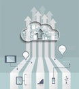 Cloud Hosting.Cloud Computing concept with icon,social network group
