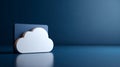 A cloud icon on a blue background represents the concept of storing data in the internet's servers, known as cloud computing Royalty Free Stock Photo