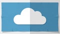 Of a cloud icon centered on a blue background with a folded paper Royalty Free Stock Photo