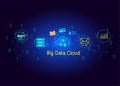 cloud icon concept of big data access, global network connection, data search, use of computing resources to make transactions Royalty Free Stock Photo