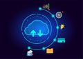 cloud icon concept of big data access, global network connection, data search, use of computing resources to make transactions Royalty Free Stock Photo
