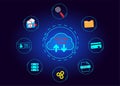 cloud icon concept of big data access, global network connection, data search, use of computing resources to make transactions Royalty Free Stock Photo