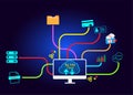 cloud icon concept of big data access, global network connection, data search, use of computing resources to make transactions Royalty Free Stock Photo