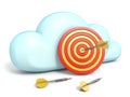 Cloud icon with dartboard target 3D