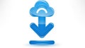 Cloud icon with downward arrow symbolizing data transfer Royalty Free Stock Photo