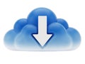 Cloud icon with a downward arrow symbolizing data transfer Royalty Free Stock Photo