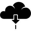 Cloud icon with downward arrow symbolizing data transfer Royalty Free Stock Photo