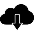 Cloud icon with downward arrow symbolizing data transfer Royalty Free Stock Photo