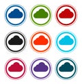 Cloud icon flat round buttons set illustration design Royalty Free Stock Photo
