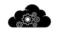 A cloud icon with gears inside representing technology and innovation silhouette Royalty Free Stock Photo